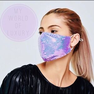 3x iridescent sequin face masks